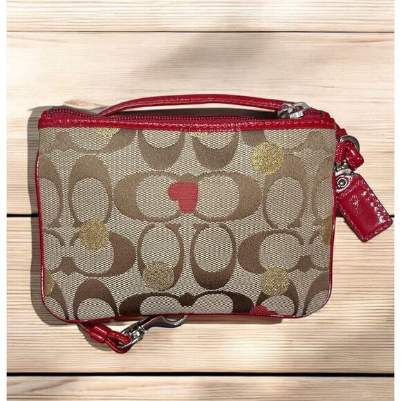 Coach 16295 Poppy Signature Lurex Rocker Secret Admirer Carryall & Wristlet - Picture 8 of 14